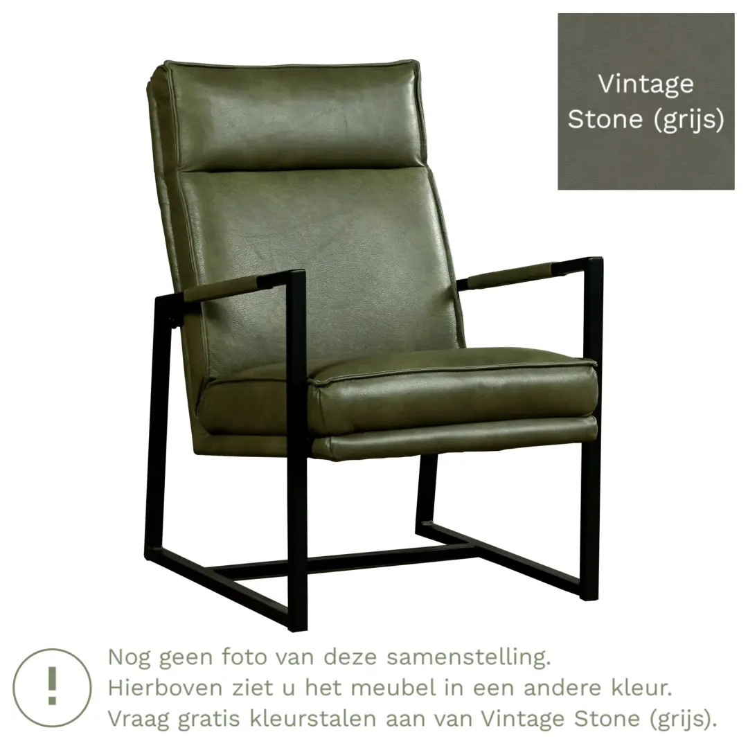 afbeelding van Leren fauteuil Square - Vintage Stone (grijs)