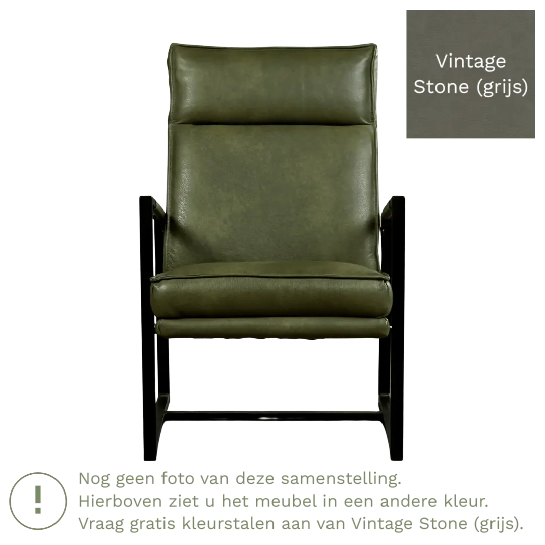 afbeelding van Leren fauteuil Square - Vintage Stone (grijs)