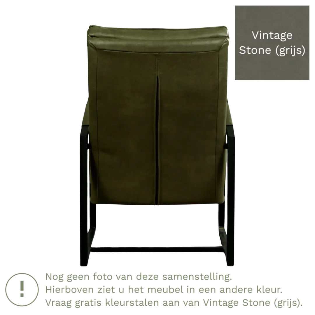 afbeelding van Leren fauteuil Square - Vintage Stone (grijs)