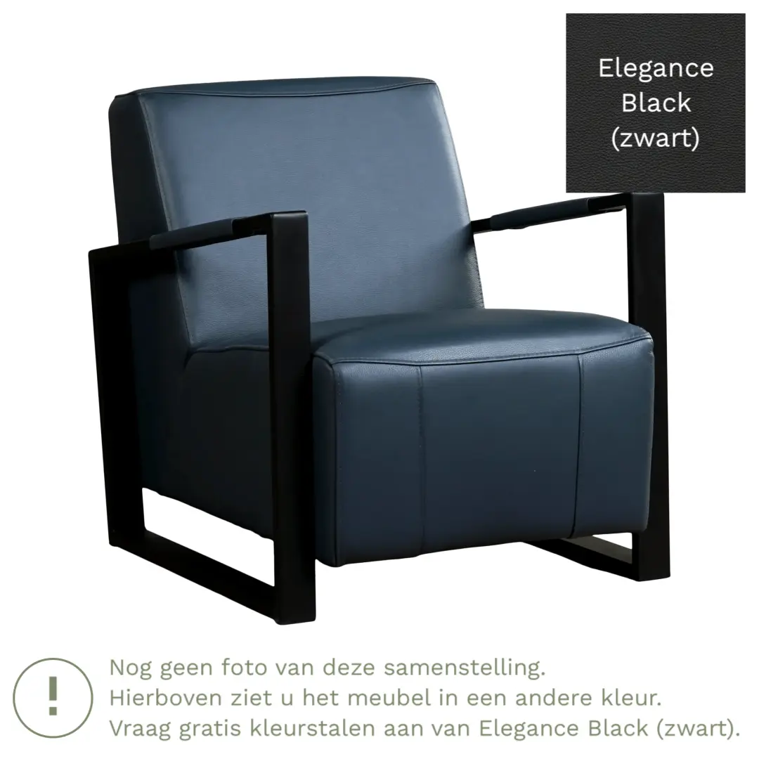afbeelding van Leren fauteuil Touch - Elegance Black (zwart)