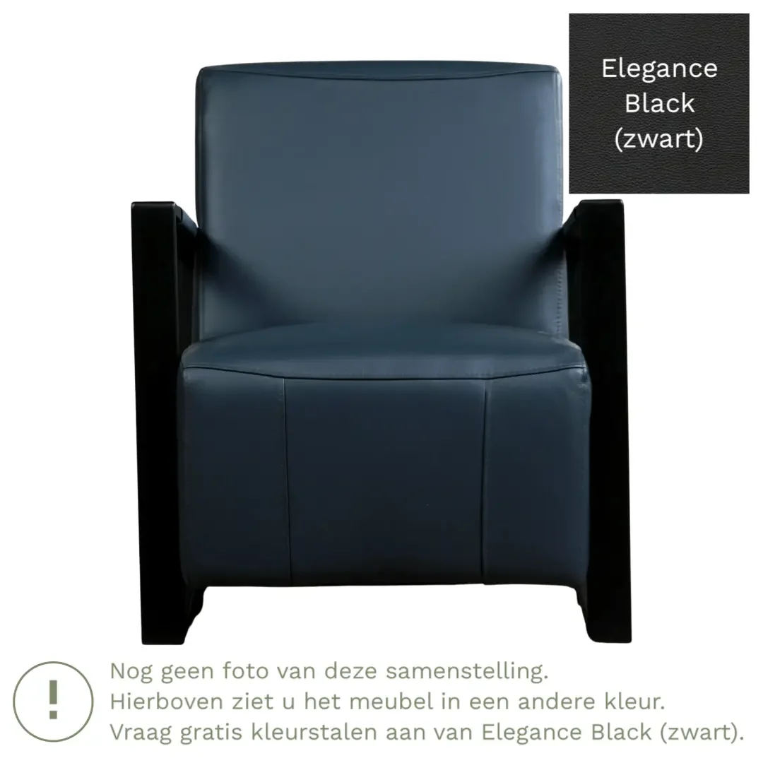 afbeelding van Leren fauteuil Touch - Elegance Black (zwart)