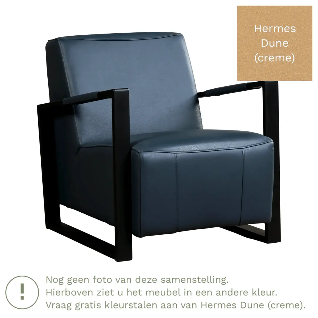 afbeelding van Leren fauteuil Touch - Hermes Dune (crème)