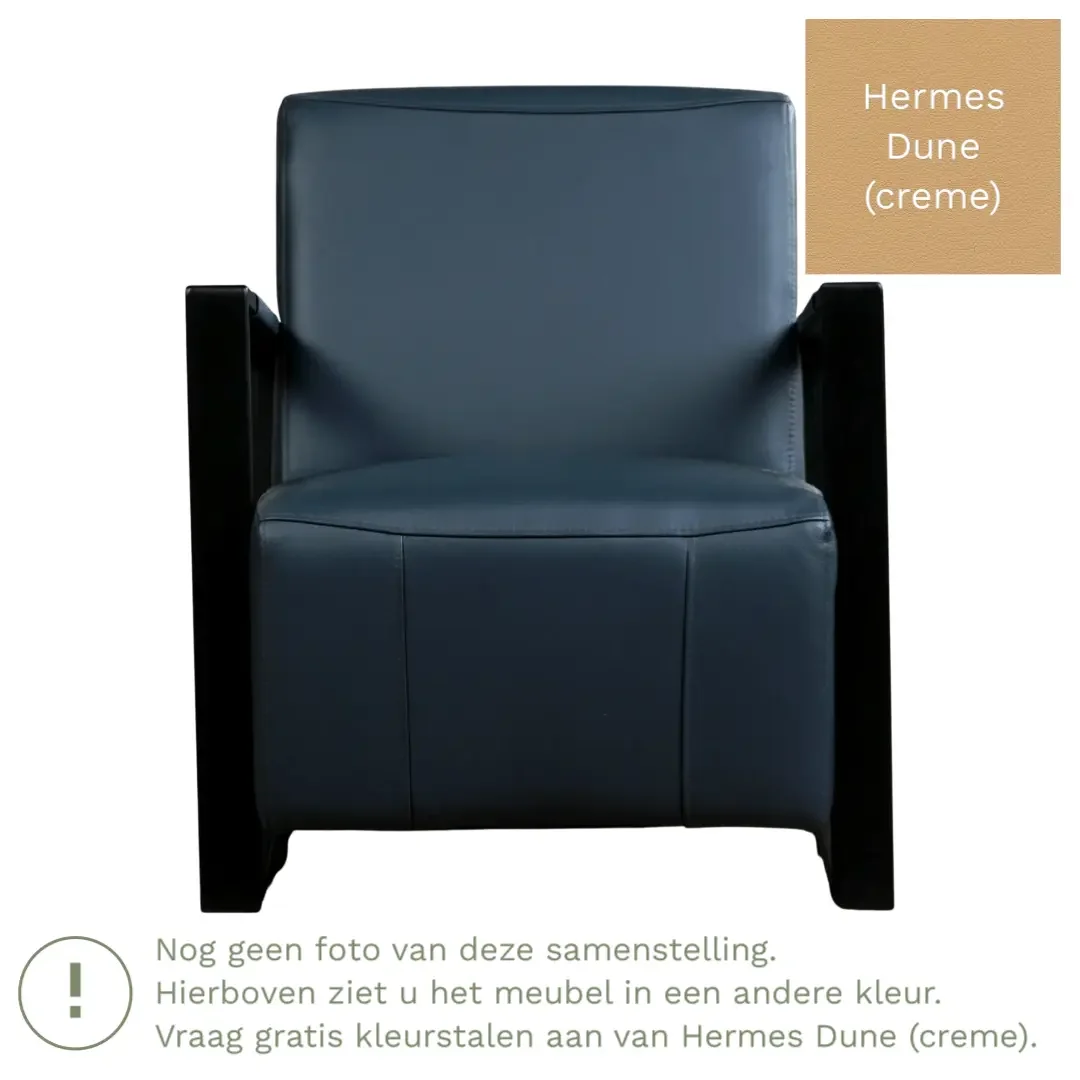 afbeelding van Leren fauteuil Touch - Hermes Dune (crème)