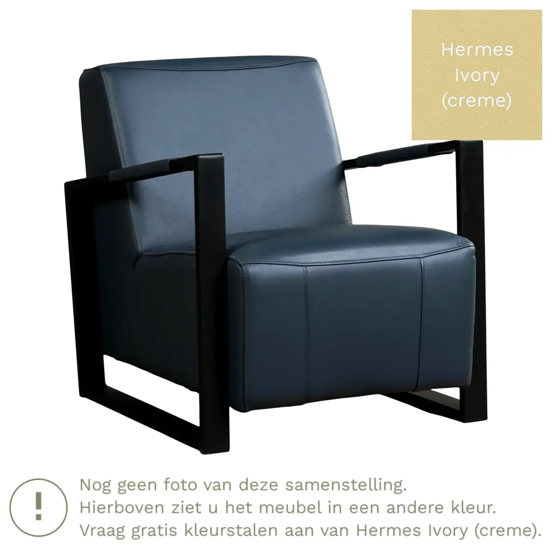 afbeelding van Leren fauteuil Touch - Hermes Ivory (crème)