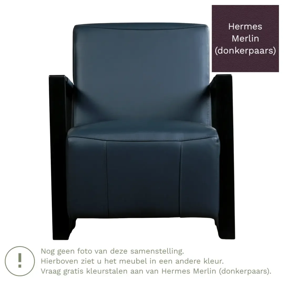 afbeelding van Leren fauteuil Touch - Hermes Merlin (donkerpaars)
