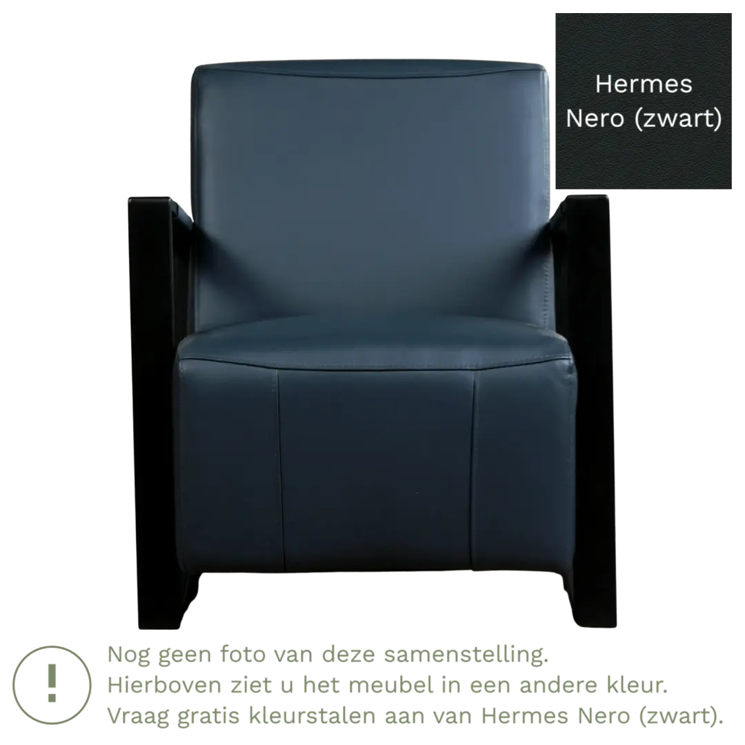 afbeelding van Leren fauteuil Touch - Hermes Nero (zwart)