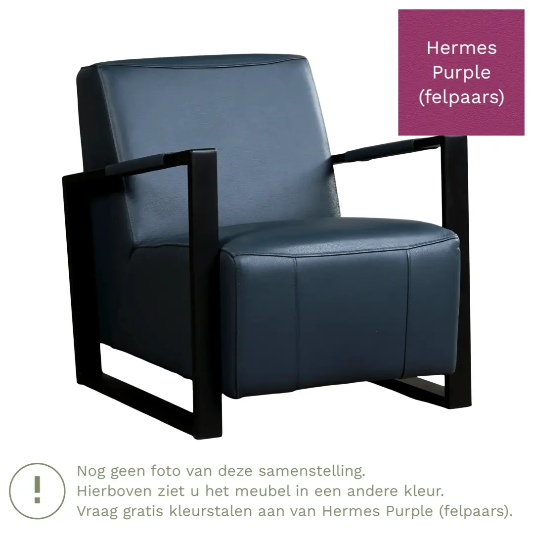 afbeelding van Leren fauteuil Touch - Hermes Purple (felpaars)