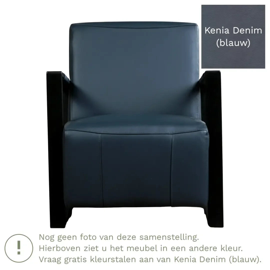 afbeelding van Leren fauteuil Touch - Kenia Denim (blauw)