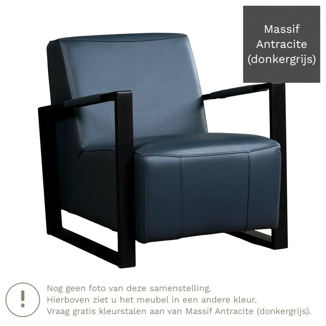 afbeelding van Leren fauteuil Touch - Massif Antracite (donkergrijs)