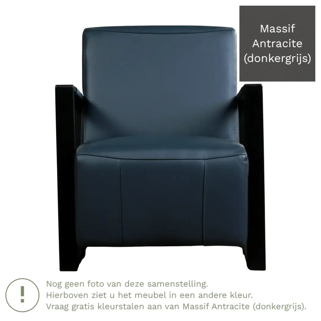 afbeelding van Leren fauteuil Touch - Massif Antracite (donkergrijs)