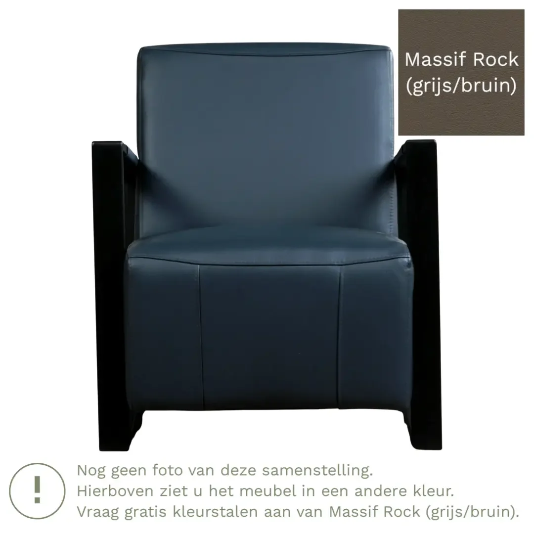 afbeelding van Leren fauteuil Touch - Massif Rock (grijs/bruin)