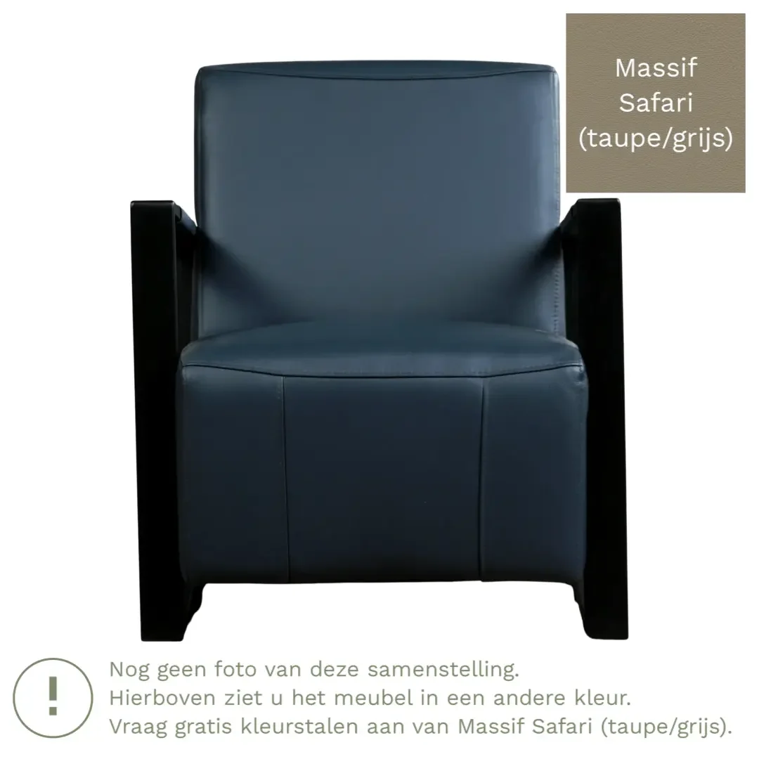afbeelding van Leren fauteuil Touch - Massif Safari (taupe/grijs)
