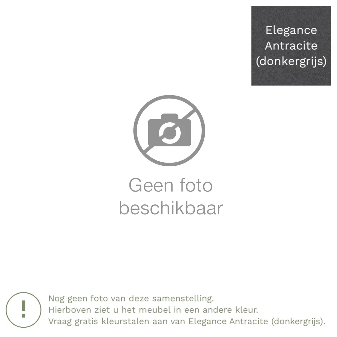 afbeelding van Leren hoekbank Fine - 2,5 zits arm links + longchair rechts - Elegance Antracite (donkergrijs) - Poten hout bruin