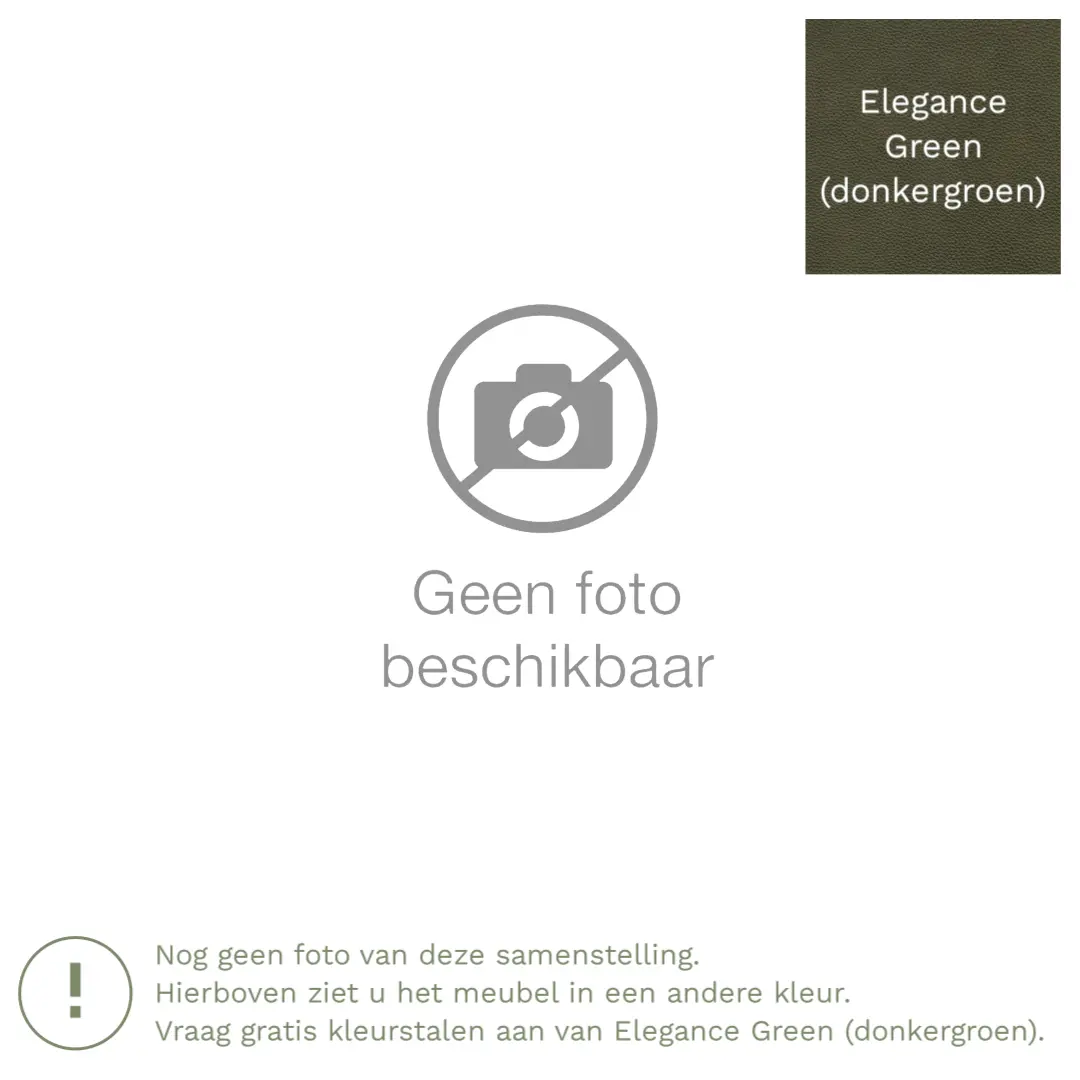 afbeelding van Leren hoekbank Fine - 2,5 zits arm links + longchair rechts - Elegance Green (donkergroen) - Poten hout bruin