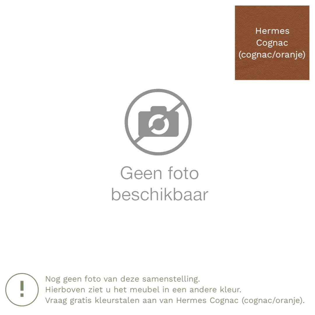 afbeelding van Leren hoekbank Fine - 2,5 zits arm links + longchair rechts - Hermes Cognac (cognac/oranje) - Poten hout bruin