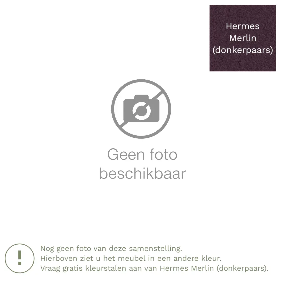 afbeelding van Leren hoekbank Fine - 2,5 zits arm links + longchair rechts - Hermes Merlin (donkerpaars) - Poten hout bruin