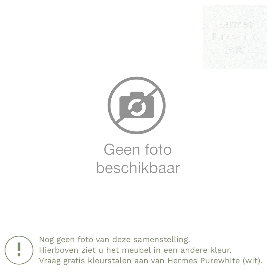 afbeelding van Leren hoekbank Fine - 2,5 zits arm links + longchair rechts - Hermes Purewhite (wit) - Poten hout zwart