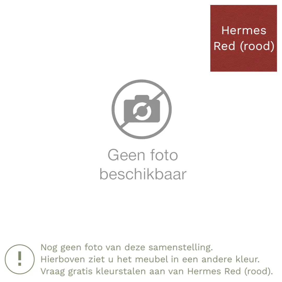 afbeelding van Leren hoekbank Fine - 2,5 zits arm links + longchair rechts - Hermes Red (rood) - Poten hout zwart
