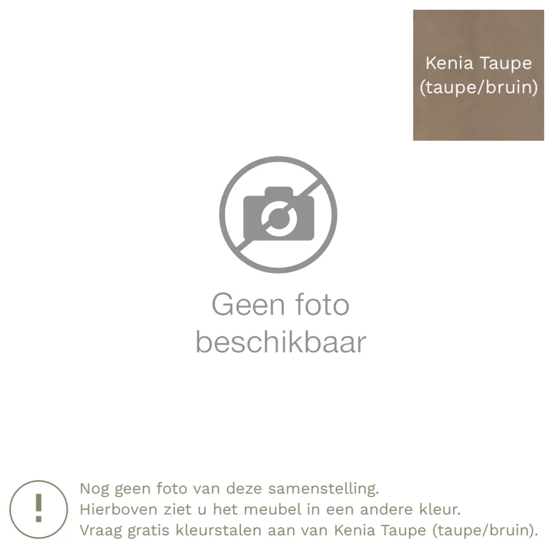 afbeelding van Leren hoekbank Fine - 2,5 zits arm links + longchair rechts - Kenia Taupe (taupe/bruin) - Poten hout bruin