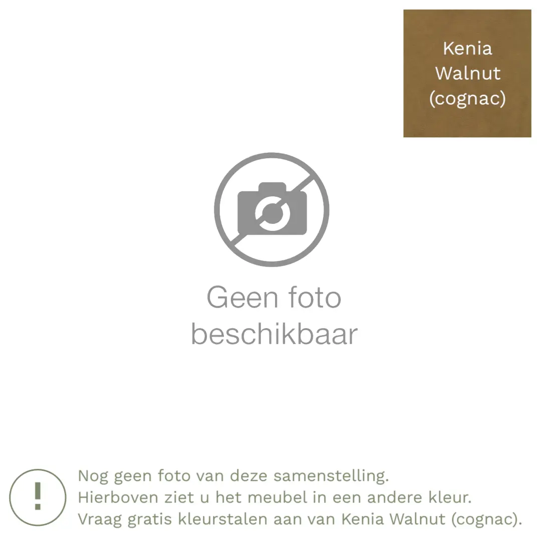 afbeelding van Leren hoekbank Fine - 2,5 zits arm links + longchair rechts - Kenia Walnut (cognac) - Poten hout bruin