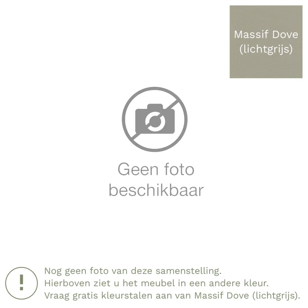 afbeelding van Leren hoekbank Fine - 2,5 zits arm links + longchair rechts - Massif Dove (lichtgrijs) - Poten hout zwart