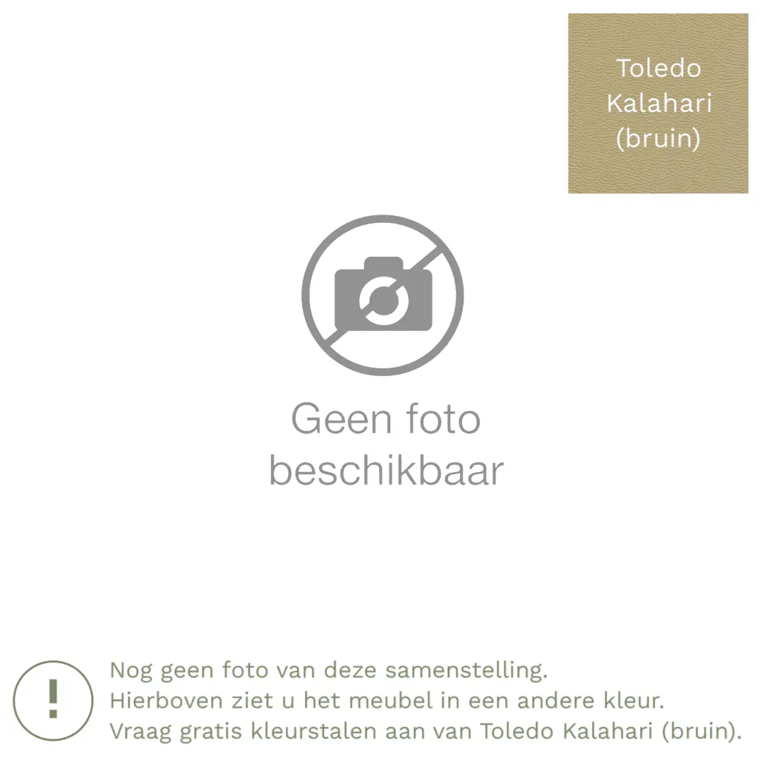 afbeelding van Leren hoekbank Fine - 2,5 zits arm links + longchair rechts - Toledo Kalahari (bruin) - Poten hout zwart