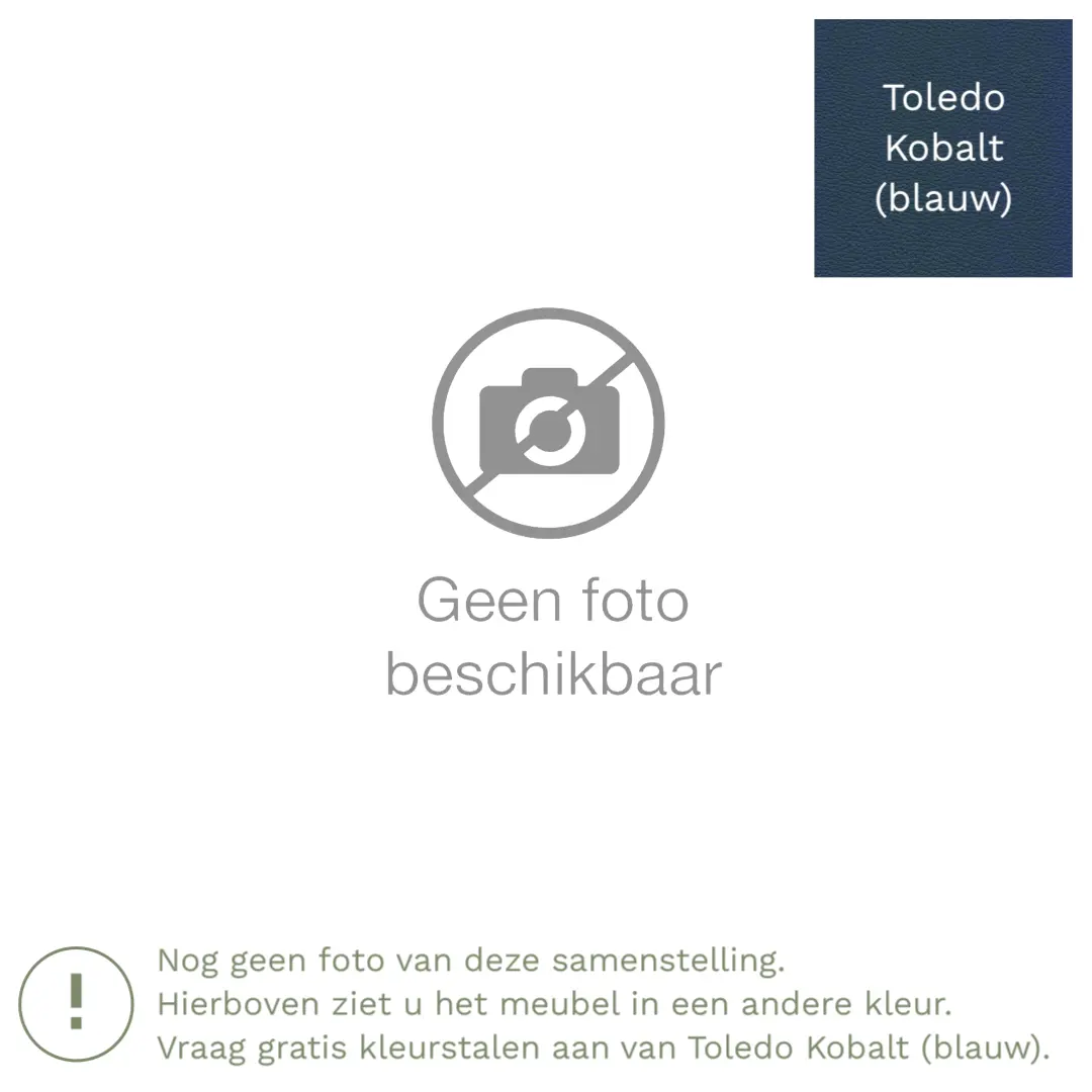 afbeelding van Leren hoekbank Fine - 2,5 zits arm links + longchair rechts - Toledo Kobalt (blauw) - Poten hout zwart