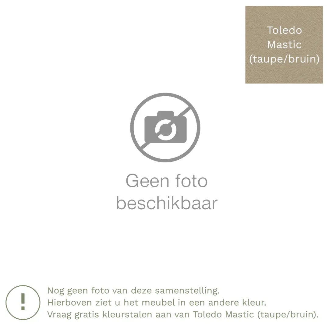 afbeelding van Leren hoekbank Fine - 2,5 zits arm links + longchair rechts - Toledo Mastic (taupe/bruin) - Poten hout zwart