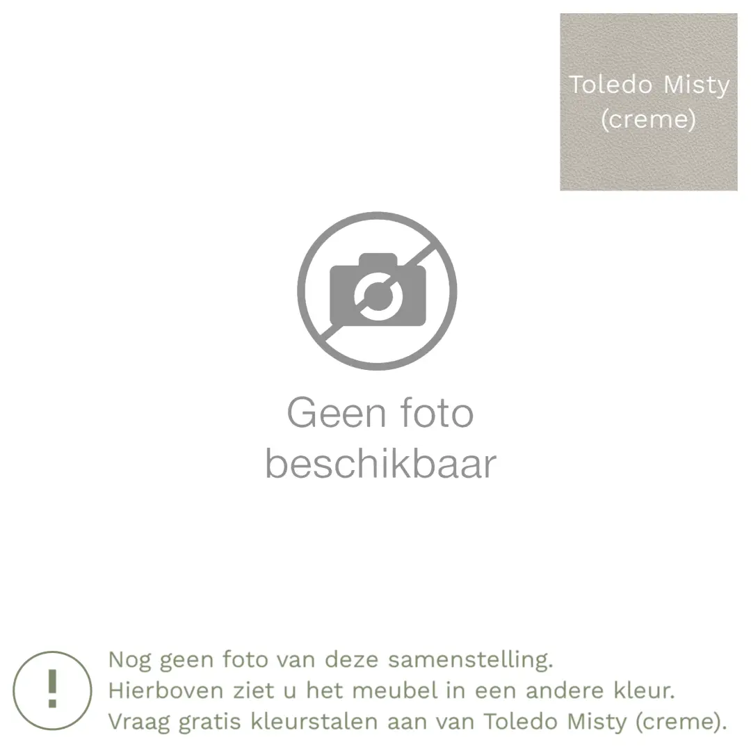 afbeelding van Leren hoekbank Fine - 2,5 zits arm links + longchair rechts - Toledo Misty (crème) - Poten hout bruin