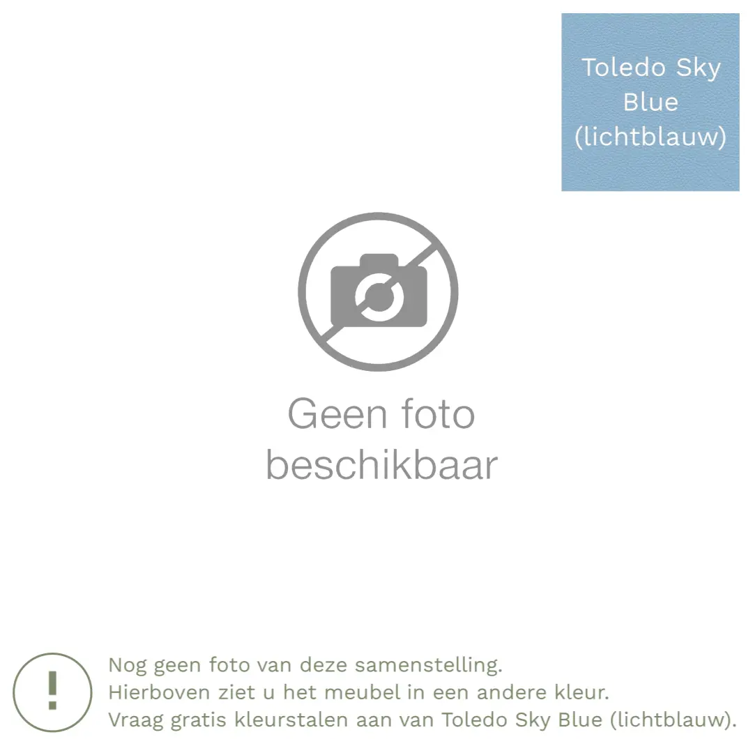 afbeelding van Leren hoekbank Fine - 2,5 zits arm links + longchair rechts - Toledo Sky Blue (lichtblauw) - Poten hout bruin