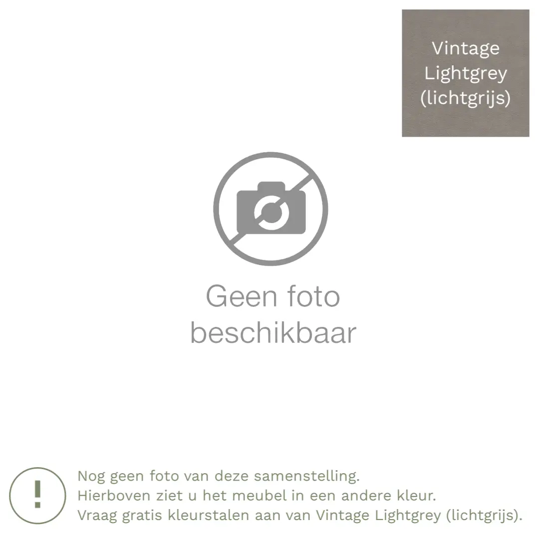 afbeelding van Leren hoekbank Fine - 2,5 zits arm links + longchair rechts - Vintage Lightgrey (lichtgrijs) - Poten hout bruin