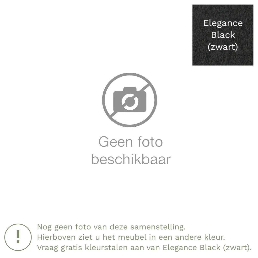 afbeelding van Leren hoekbank Fine - 2,5 zits arm rechts + longchair links - Elegance Black (zwart) - Poten hout bruin