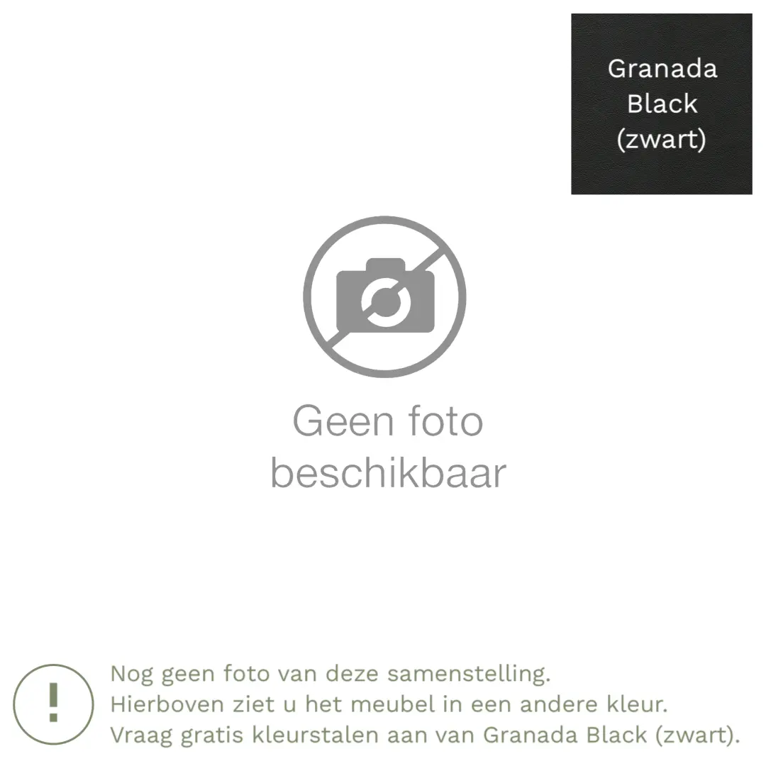 afbeelding van Leren hoekbank Fine - 2,5 zits arm rechts + longchair links - Granada Black (zwart) - Poten hout bruin