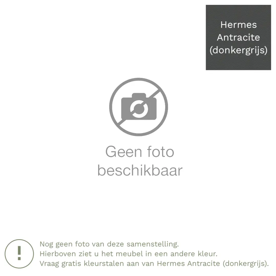 afbeelding van Leren hoekbank Fine - 2,5 zits arm rechts + longchair links - Hermes Antracite (donkergrijs) - Poten hout bruin