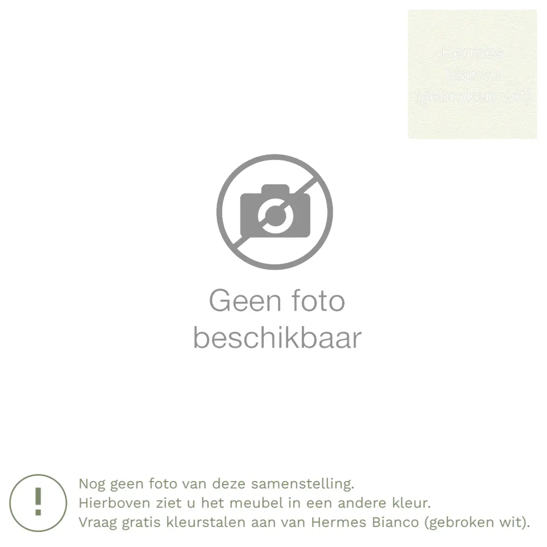 afbeelding van Leren hoekbank Fine - 2,5 zits arm rechts + longchair links - Hermes Bianco (gebroken wit) - Poten hout zwart