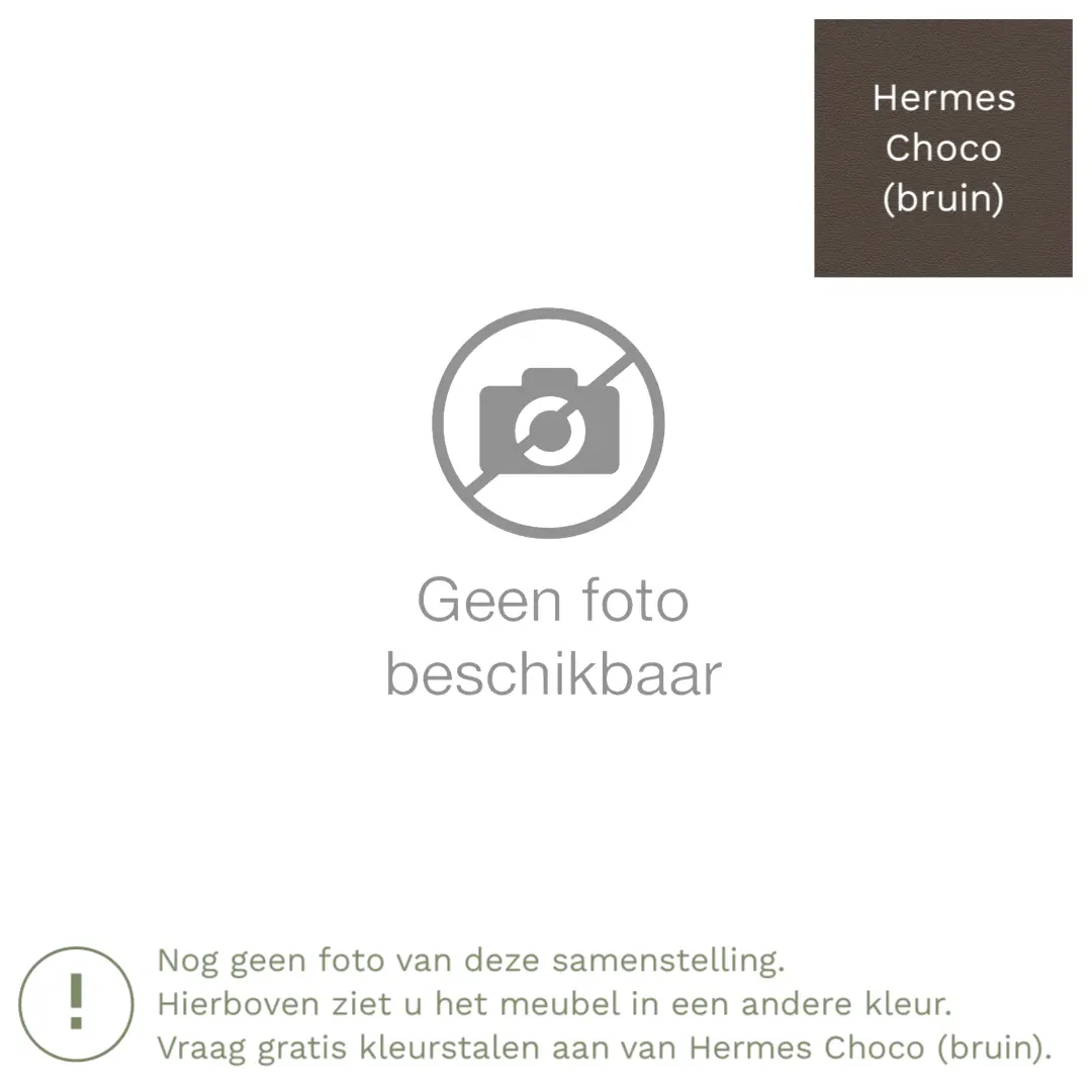 afbeelding van Leren hoekbank Fine - 2,5 zits arm rechts + longchair links - Hermes Choco (bruin) - Poten hout zwart