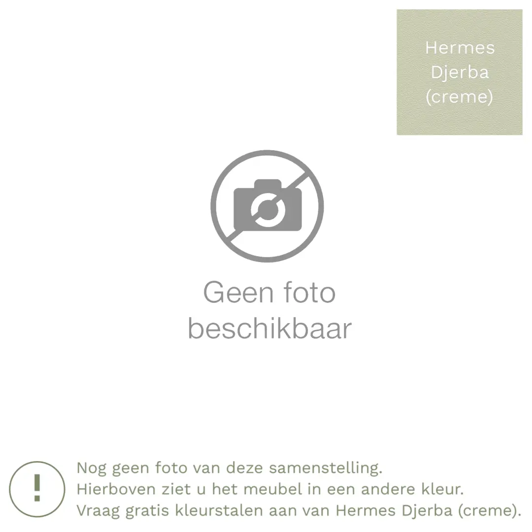 afbeelding van Leren hoekbank Fine - 2,5 zits arm rechts + longchair links - Hermes Djerba (crème) - Poten hout zwart