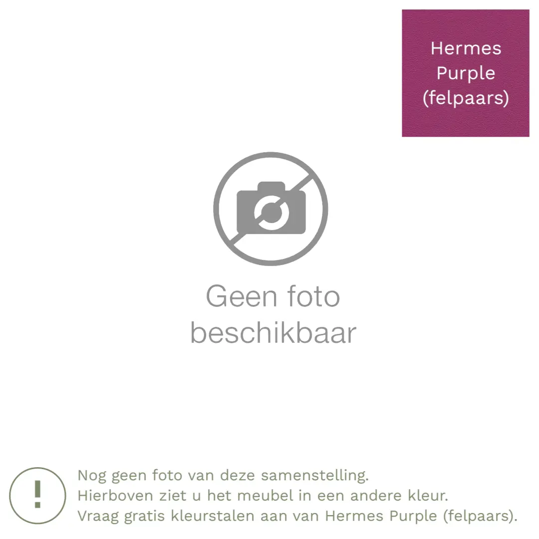 afbeelding van Leren hoekbank Fine - 2,5 zits arm rechts + longchair links - Hermes Purple (felpaars) - Poten hout zwart