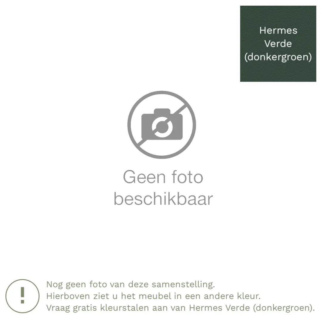 afbeelding van Leren hoekbank Fine - 2,5 zits arm rechts + longchair links - Hermes Verde (donkergroen) - Poten hout bruin