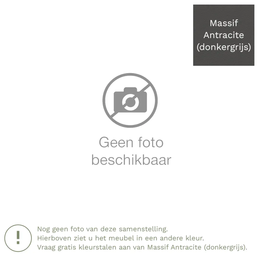 afbeelding van Leren hoekbank Fine - 2,5 zits arm rechts + longchair links - Massif Antracite (donkergrijs) - Poten hout bruin