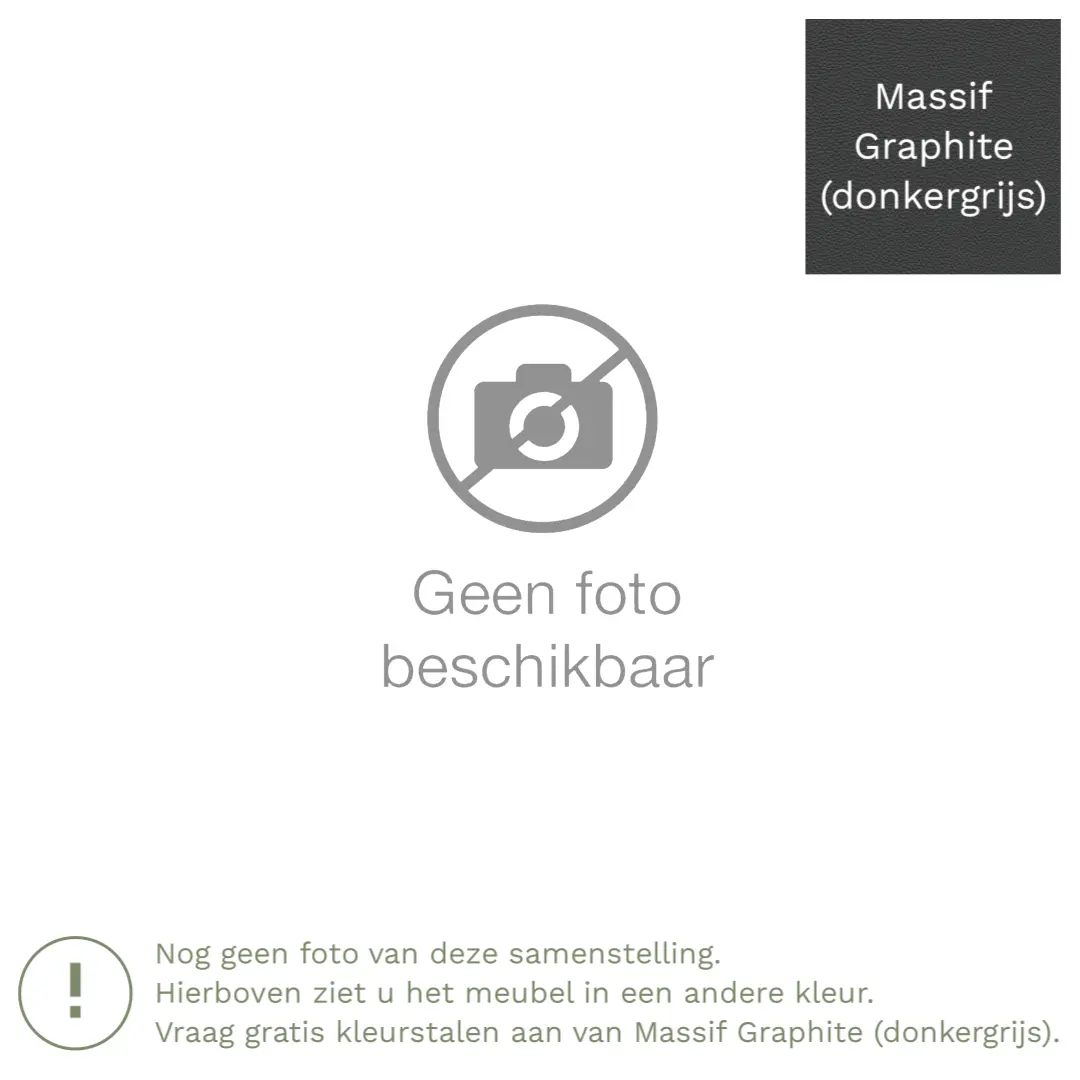 afbeelding van Leren hoekbank Fine - 2,5 zits arm rechts + longchair links - Massif Graphite (donkergrijs) - Poten hout zwart