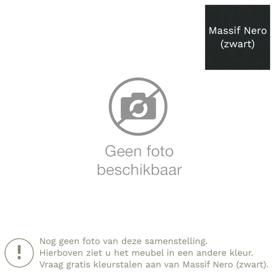 afbeelding van Leren hoekbank Fine - 2,5 zits arm rechts + longchair links - Massif Nero (zwart) - Poten hout bruin