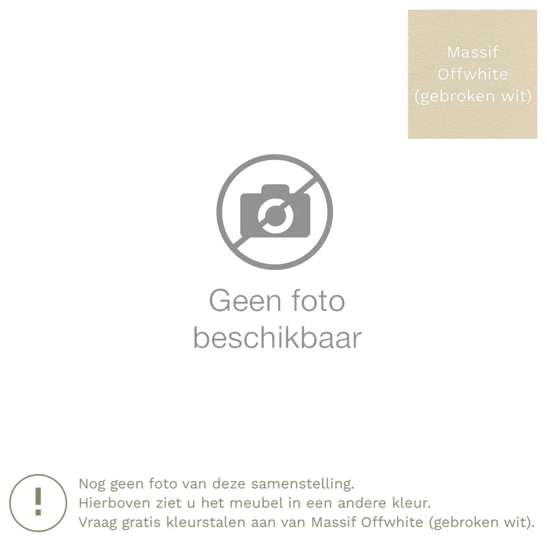 afbeelding van Leren hoekbank Fine - 2,5 zits arm rechts + longchair links - Massif Offwhite (gebroken wit) - Poten hout bruin