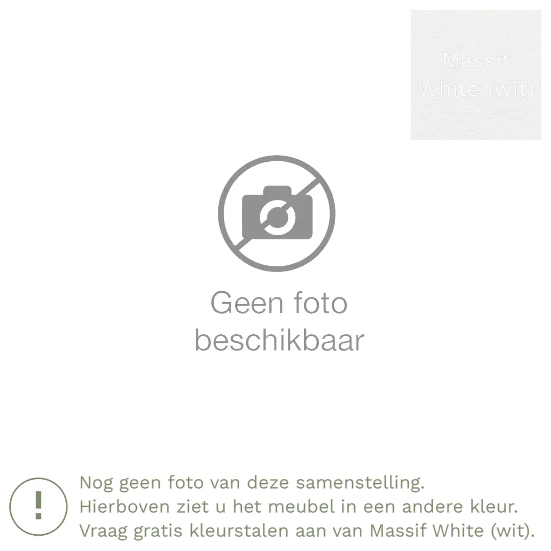 afbeelding van Leren hoekbank Fine - 2,5 zits arm rechts + longchair links - Massif White (wit) - Poten hout zwart