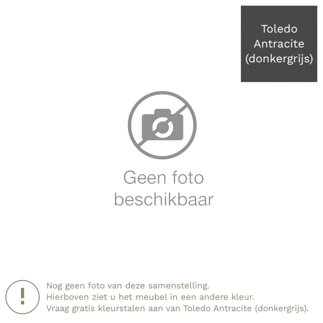 afbeelding van Leren hoekbank Fine - 2,5 zits arm rechts + longchair links - Toledo Antracite (donkergrijs) - Poten hout zwart
