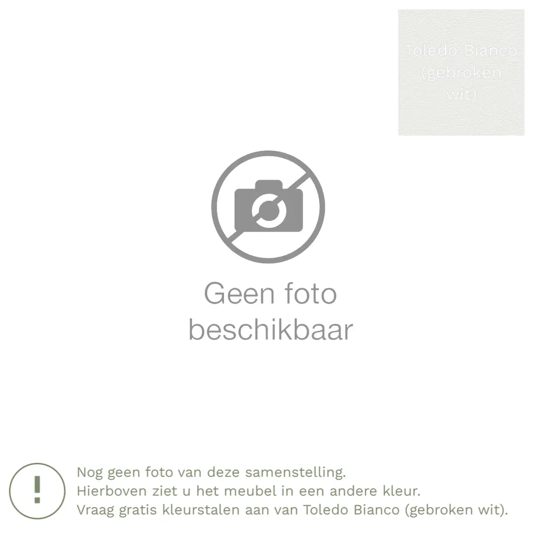 afbeelding van Leren hoekbank Fine - 2,5 zits arm rechts + longchair links - Toledo Bianco (gebroken wit) - Poten hout bruin