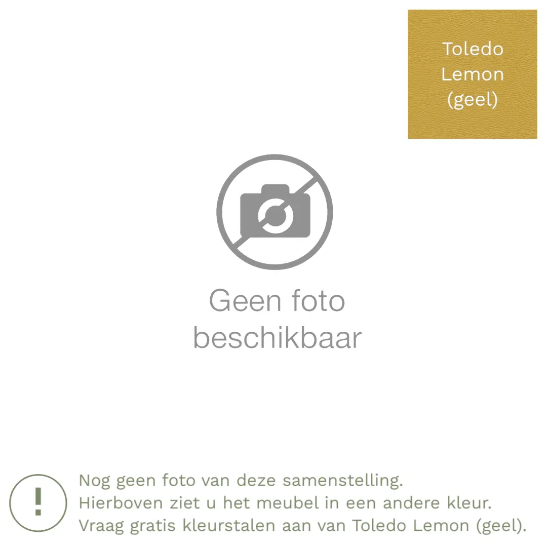 afbeelding van Leren hoekbank Fine - 2,5 zits arm rechts + longchair links - Toledo Lemon (geel) - Poten hout zwart