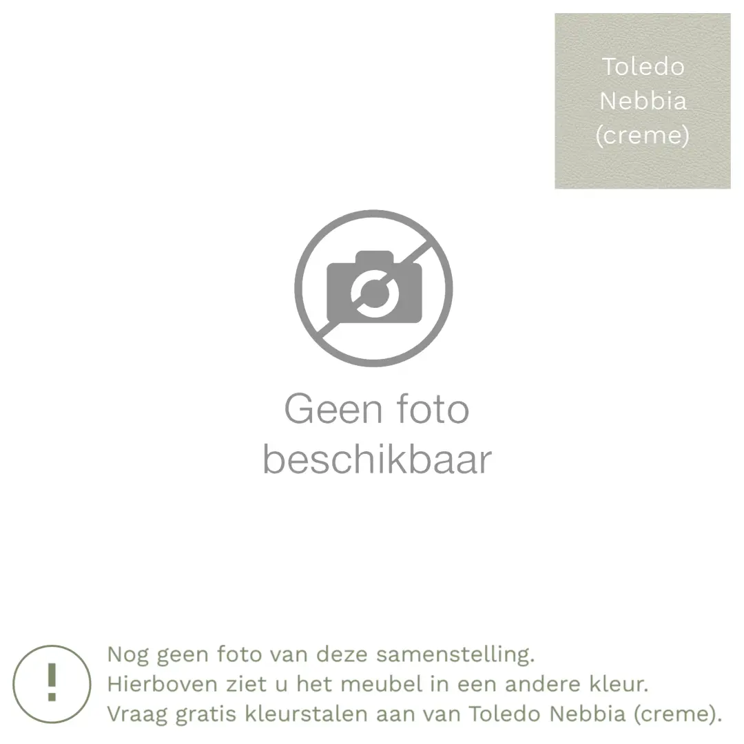 afbeelding van Leren hoekbank Fine - 2,5 zits arm rechts + longchair links - Toledo Nebbia (crème) - Poten hout zwart