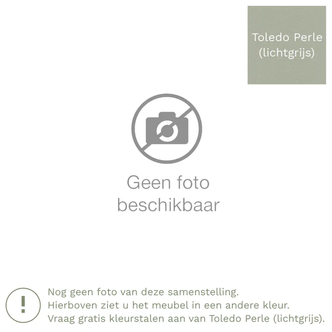 afbeelding van Leren hoekbank Fine - 2,5 zits arm rechts + longchair links - Toledo Perle (lichtgrijs) - Poten hout zwart