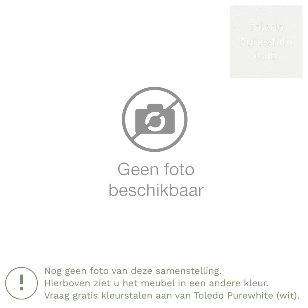 afbeelding van Leren hoekbank Fine - 2,5 zits arm rechts + longchair links - Toledo Purewhite (wit) - Poten hout zwart